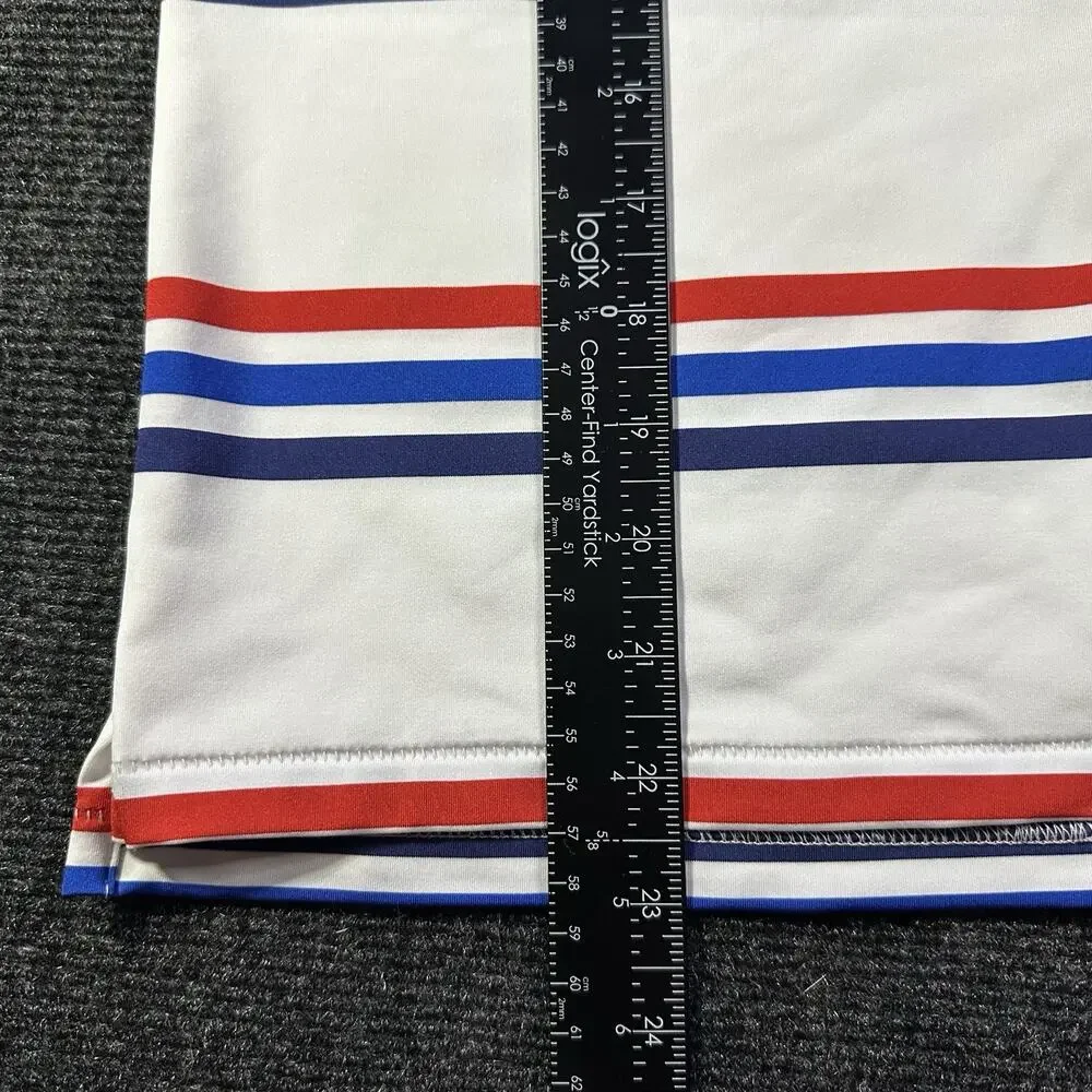 G/FORE Women's Offset Stripe Golf Polo Shirt Size Small S Tech Jersey White Red
